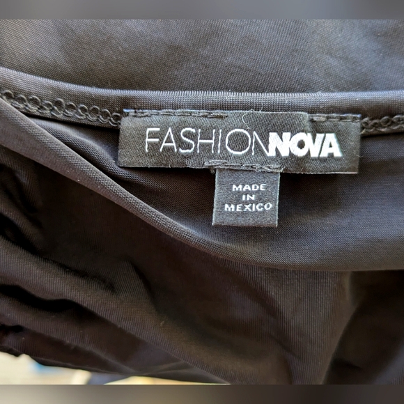 Fashion Nova Ruched Black Long-Sleeve Top – Size XL - Picture 5 of 6